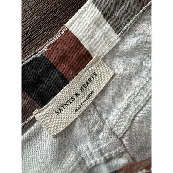 Saints & Hearts Pants Jeans Bell Bottoms Flare Striped Fall Colors XS - Picture 3 of 10
